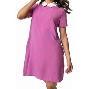 Unique Vintage Tulip B Purple White Collared Retro Dress M NWT